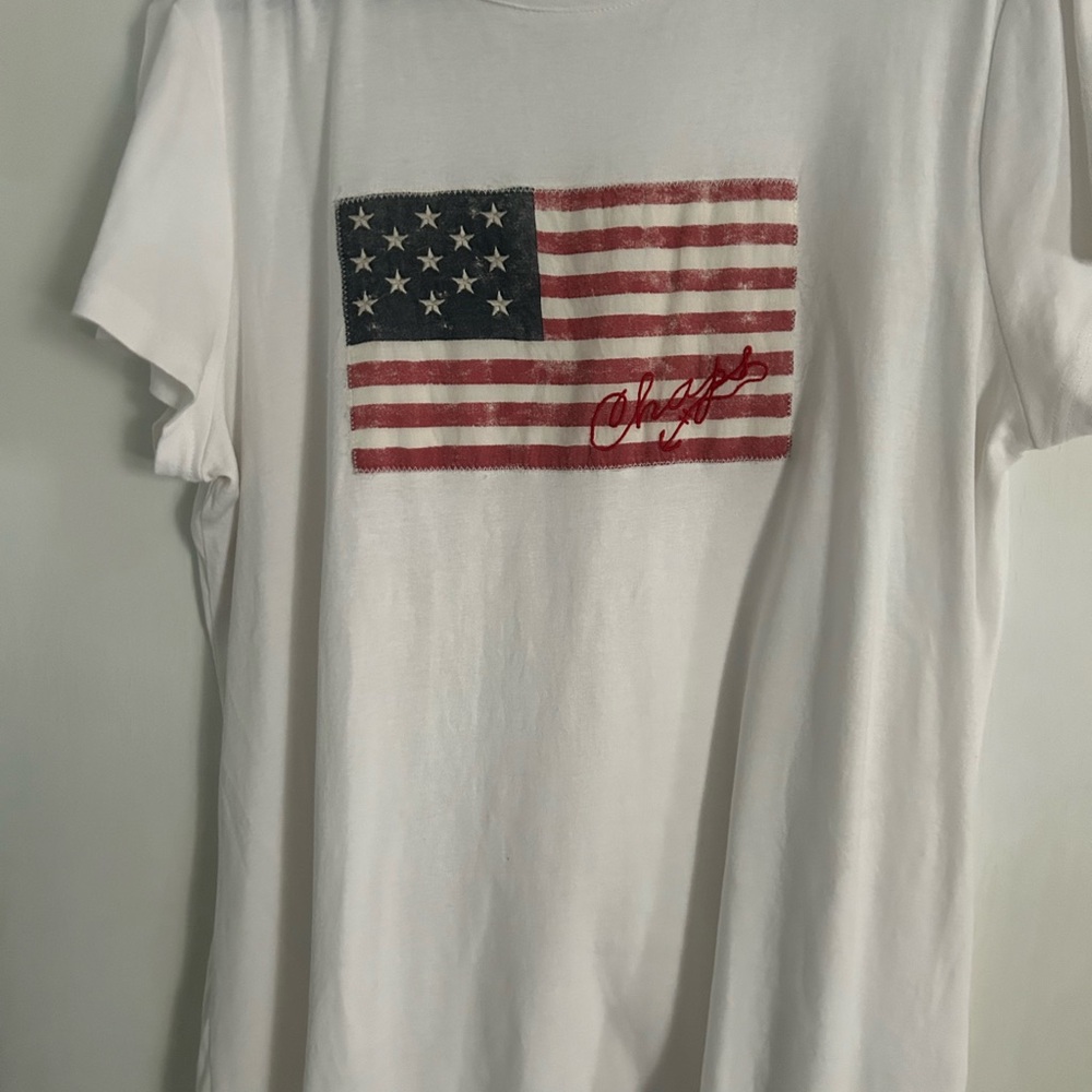 Ralph Lauren CHAPS White Graphic T-Shirt with Flag Design XL